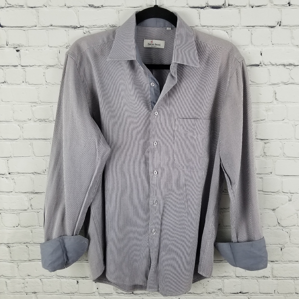 DANIEL BESSI | pinstripe button down collar shirt